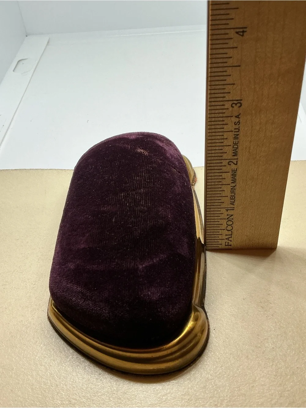 Vtg Alton “Watch of the Hour” Brass Presentation Display Box Purple Velvet USA